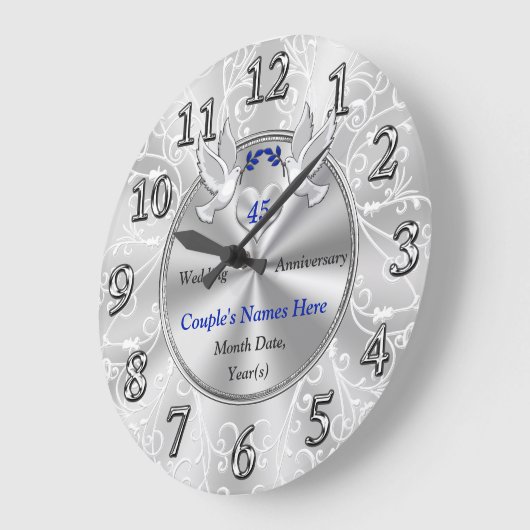 45周年記念結婚贈り物ラブバード ラージ壁時計 (傾斜)