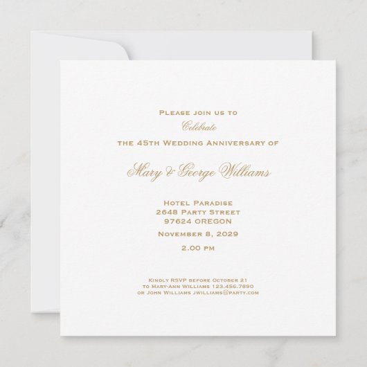 45周年記念結婚赤バラハートエレガント 招待状 (裏面)