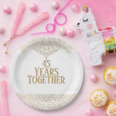 45周年記念金ゴールドレースオンホワイト紙プレート ペーパープレート (パーティー)