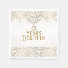 45周年記念金ゴールドレースonホワイトナプキンス スタンダードカクテルナプキン