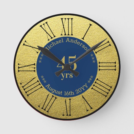 45周年 誕生日・記念日 オーダーメイド ラウンド壁時計 (正面)