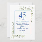 45周年・65周年記念の結婚記念日 Save the Date グリーン 招待状 (正面)