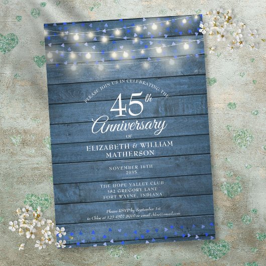 45周年 65周年記念 ストリング ライト ウッド ハート 招待状