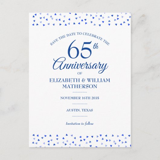 45周年 | 65周年 サファイア 結婚記念日お知らせ 案内ポストカード (正面)