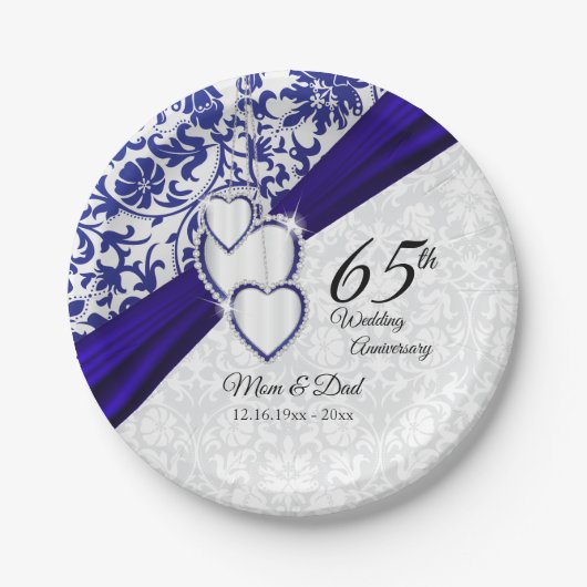 45周年/65周年 サファイア 結婚記念日 ペーパープレート (正面)