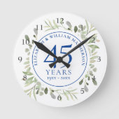 45周年・65周年 結婚記念のグリーン ラウンド壁時計 (正面)