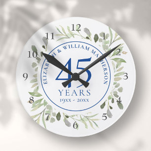 45周年・65周年 結婚記念のグリーン ラウンド壁時計