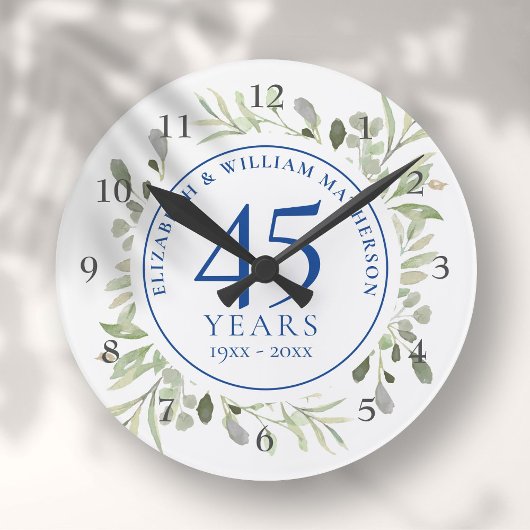 45周年・65周年 結婚記念のグリーン ラウンド壁時計