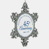 45周年・65周年 結婚記念日のハートの紙吹雪 スノーフレークピューターオーナメント (左)