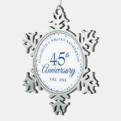 45周年・65周年 結婚記念日のハートの紙吹雪 スノーフレークピューターオーナメント (右)