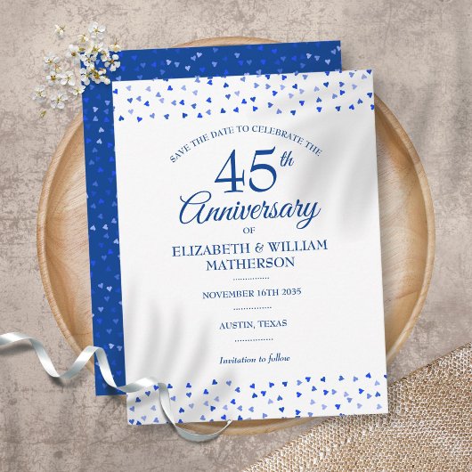45周年・65周年 結婚記念日のハート型のセーブ・ザ・デート ポストカード