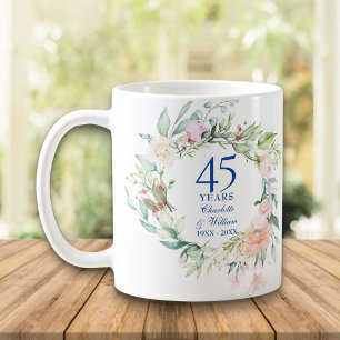 45周年・65周年 結婚記念日 カントリースタイルの花 コーヒーマグカップ