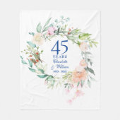 45周年+65周年 結婚記念日 水彩花 フリースブランケット (正面)