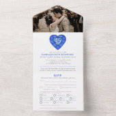 45回サファイ結婚アの記念ハートブルー写真 オールインワン招待状 (内側)