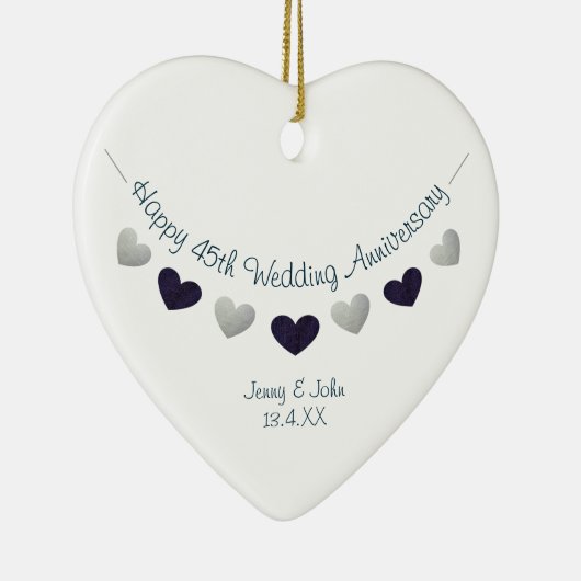 45回サファイ結婚アの記念バンティングデザイン セラミックオーナメント (右)