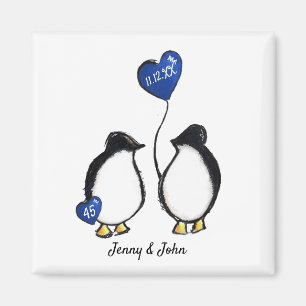 45回目のサファイ結婚ア記念ペンギンギフトマグ マグネット