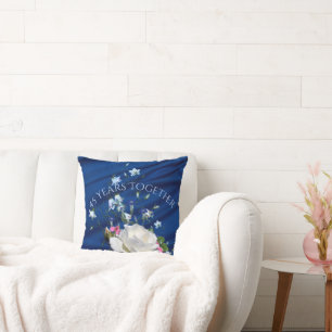 45年一緒にホワイトローズ記念日 クッション