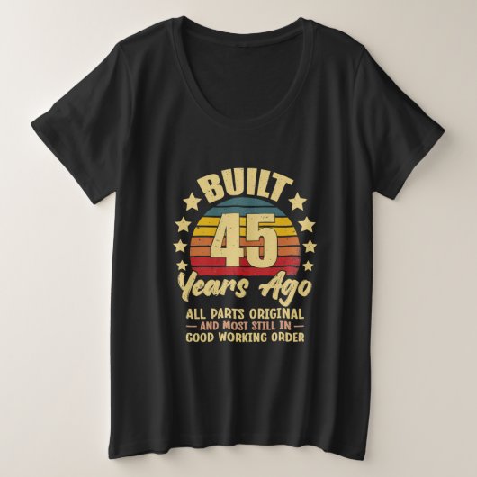 45年前 オールパーツオリジナル 45歳の誕生日 プラスサイズTシャツ (デザイン正面)
