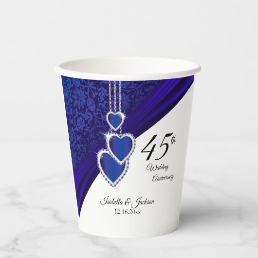 45日/65日サファイヤ結婚記念日 紙コップ (正面)