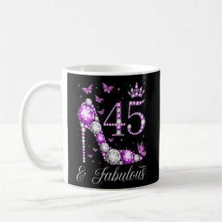 45歳と素晴らしい45誕生日ハイヒールバス コーヒーマグカップ
