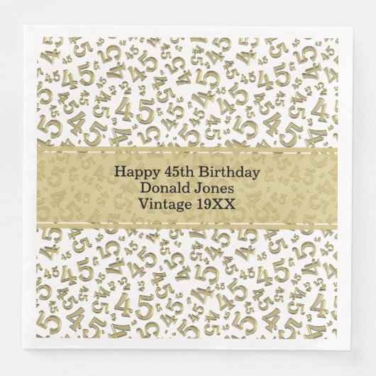 45歳の誕生日お祝いデザイン ゴールド/ホワイト (正面)