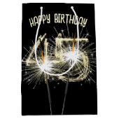 45歳の誕生日のためのゴールドスパークラー ミディアムペーパーバッグ (正面)