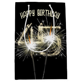 45歳の誕生日のためのゴールドスパークラー ミディアムペーパーバッグ