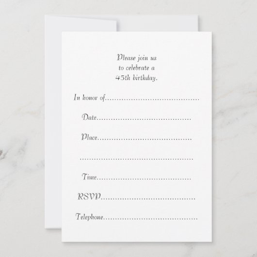 45歳の誕生日パーティーの招待きらきら光る-デスタイリッシュス 招待状 (裏面)