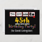 45歳の誕生日パーティーの招待テンプレート 招待状 (正面/裏面)