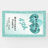 45歳の誕生日パーティーへようこそ-ティール（緑がかった色）/ホワイト 横断幕 (横)