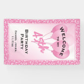 45歳の誕生日パーティーへようこそ-ピンク/ホワイト 横断幕 (横)