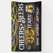 45歳の誕生日パーティーバナー Cheers and Beers 横断幕 (縦)