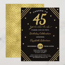45歳の誕生日パーティー招待状 ゴールド仕様, 乾杯, 偽のゴールド 招待状