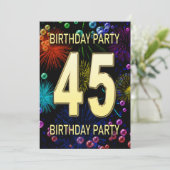 45歳の誕生日パーティー招待状 花火 バブル 招待状 (スタンド正面)