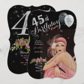 45歳の誕生日パーティー アートデコデザイン 誕生日招待状 招待状 (正面/裏面)