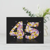 45歳の誕生日パーティー 花の文字付き 招待状 (スタンド正面)