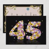 45歳の誕生日パーティー 花の文字付き 招待状 (正面/裏面)