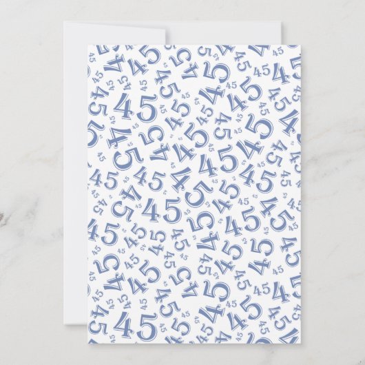 45歳の誕生日パーティー、青い白い数字のパターン 招待状 (裏面)