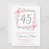 45歳の誕生日招待状フローラエレガントピンク 招待状 (正面)