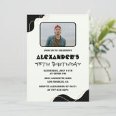 45歳の誕生日招待状メンズブラックシンプル写真集 招待状 (スタンド正面)