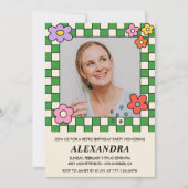 45歳の誕生日招待状レトロGroovy花 招待状 (正面)