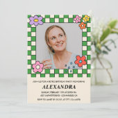 45歳の誕生日招待状レトロGroovy花 招待状 (スタンド正面)