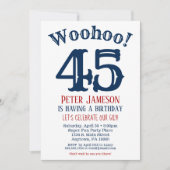 45歳の誕生日招待状 メンズ ネイビーブルー 招待状 (正面)