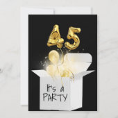 45歳の誕生日用ゴールド風船（ホワイトボックス） 招待状 (正面)