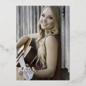 45歳の誕生日3枚ソフトピンクとバラ金ゴールド 箔招待状 (裏面)