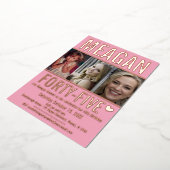 45歳の誕生日3枚ソフトピンクとバラ金ゴールド 箔招待状 (回転した状態)