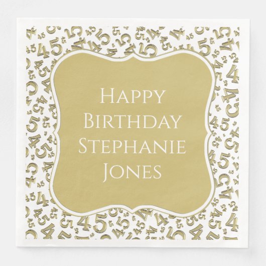 45歳の誕生日 ゴールド/ホワイト ブラケット ナンバー パターン (正面)