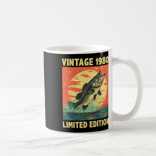 45歳ギフト1980魚釣り漁師フィッシュ45th コーヒーマグカップ (右)