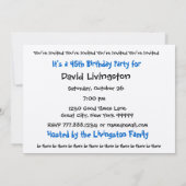 45歳誕生日パーティーの招待テンプレート 招待状 (裏面)