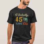 45歳魚釣りバスフィッシュ45th誕生日フィッシャー tシャツ (正面)